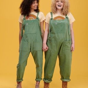Lucy and Yak Original Corduroy Dungarees in Sage Green